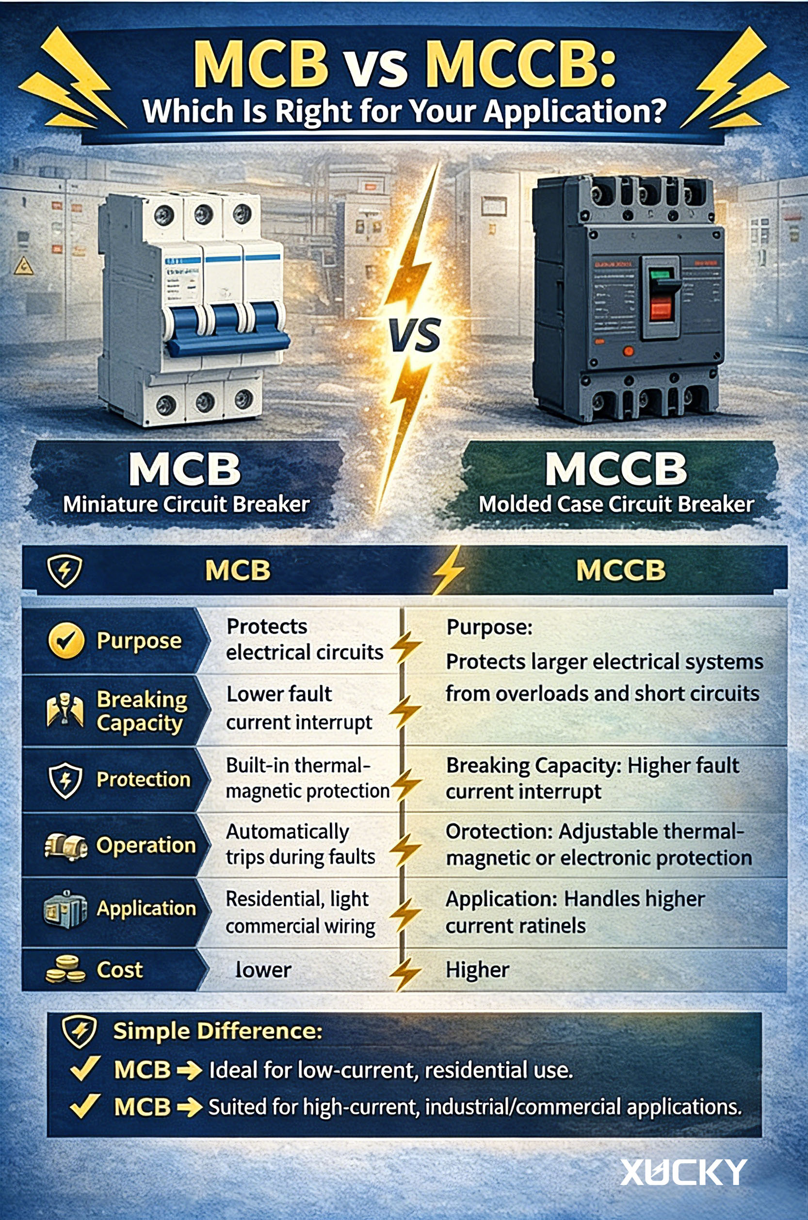 MCB супраць MCCB: што падыходзіць для вашага прыкладання?